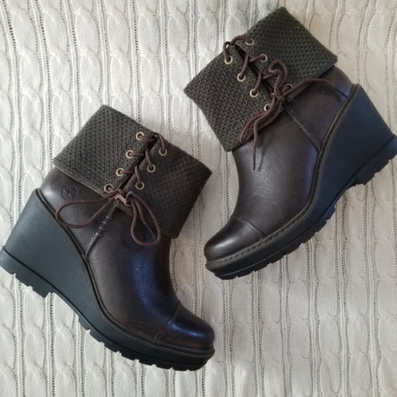 NWOT Timberland Kellis Mid Fold Down Boots 7 Brown Olive - Picture 4 of 10